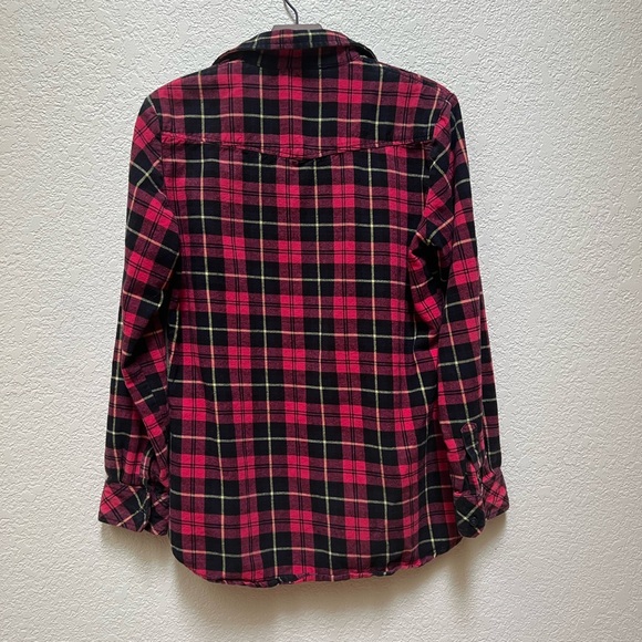 Matchstick Argus Plaid Button Down Shirt in Pink and Black - Picture 2 of 6